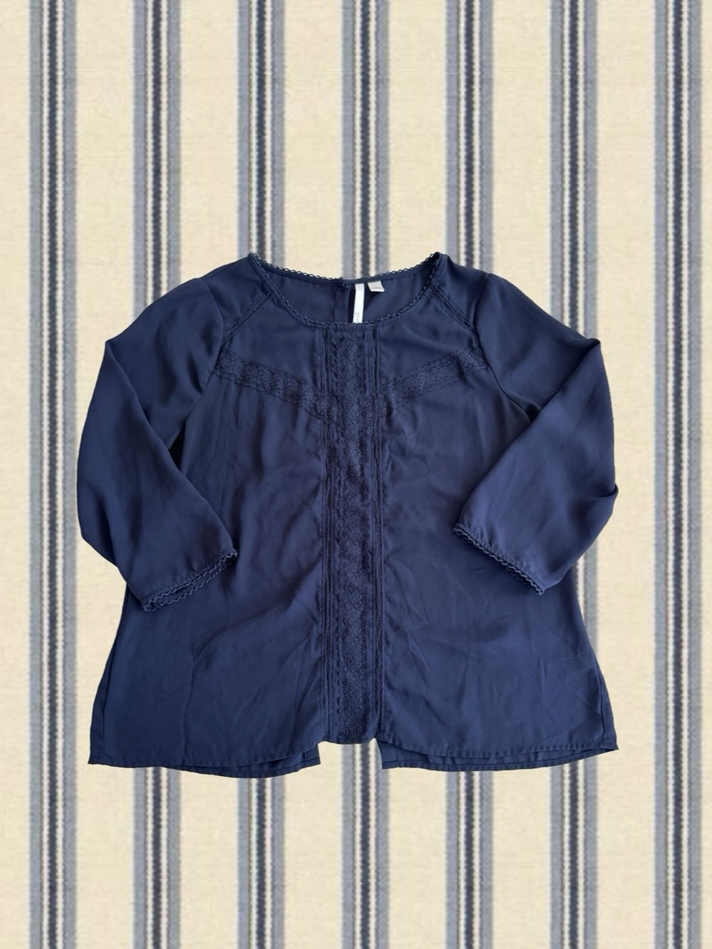 Lauren Conrad Lace Trim Blouse in Blue Like New